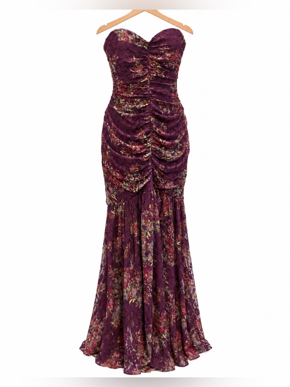 Laundry by Shelli Segal Floral Strapless Maxi Dress in Purple